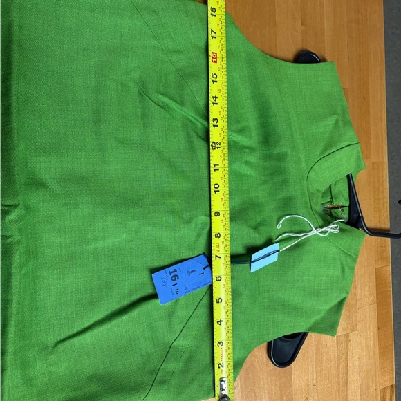 VTG 60's Linen Mock neck Midi Dress Bright Green Tags Still Attached - Picture 9 of 12